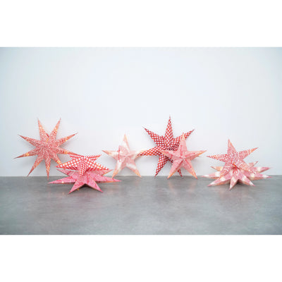 product image for red white 5 point folding star ornament set of 4 3 28