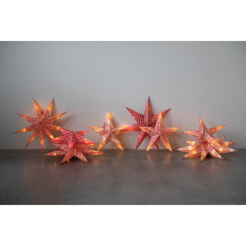 media image for red white 5 point folding star ornament set of 4 4 228