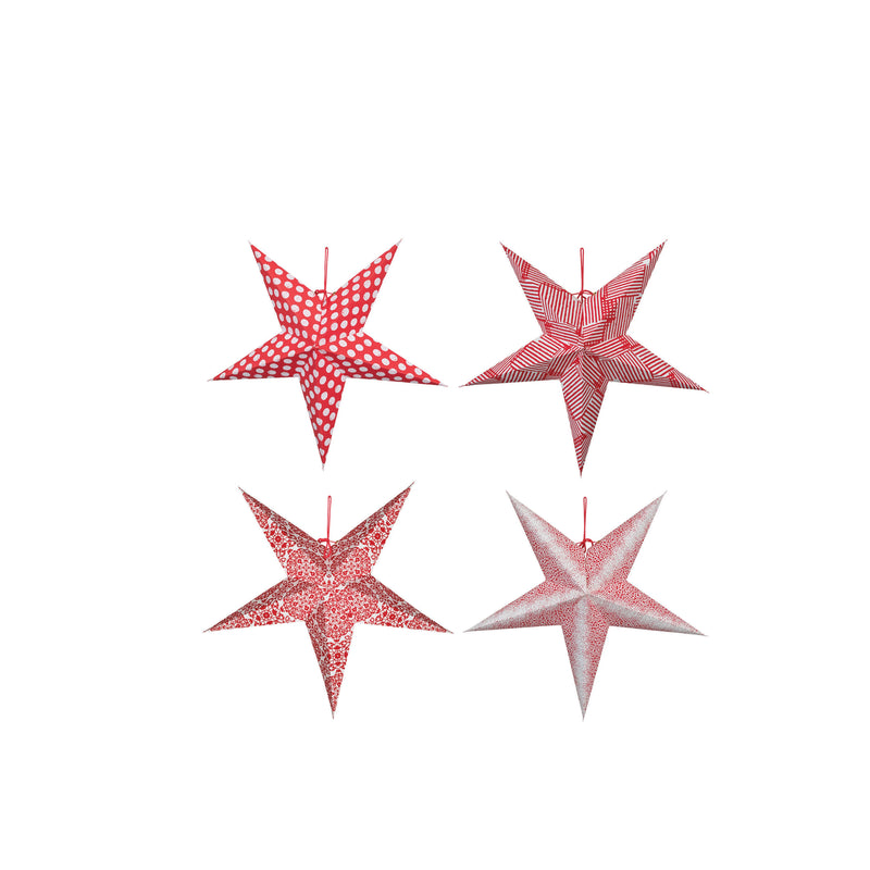 media image for red white 5 point folding star ornament set of 4 1 291