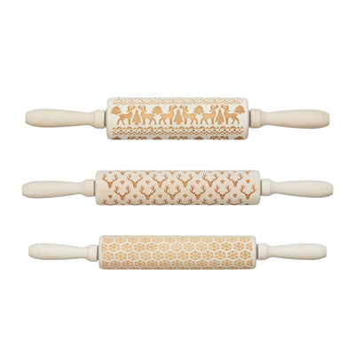 product image of carved wood rolling pin in various styles 1 545