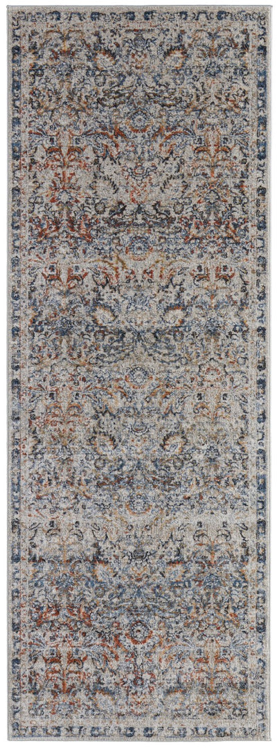 product image for frencess power loomed ornamental blue orange rug news by bd fine kair39gnblumlte27 2 5