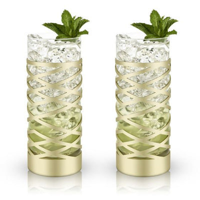 product image for gold crystal patterned highball glasses 6 68