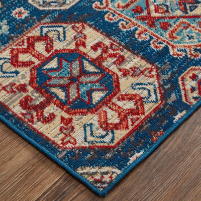product image for Kezia Power Loomed Distressed Classic Blue/True Red Rug 4 32