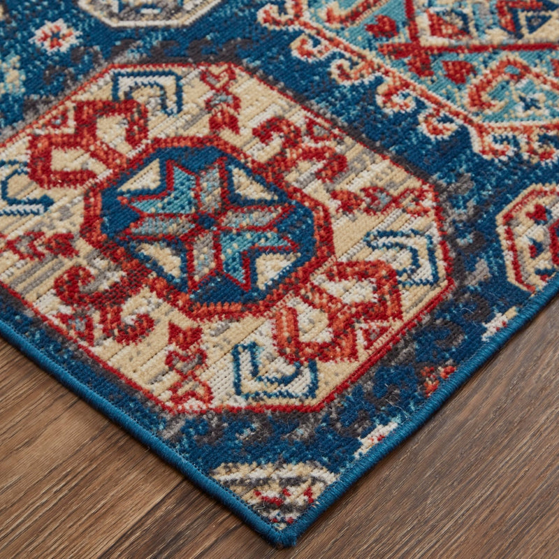 media image for Kezia Power Loomed Distressed Classic Blue/True Red Rug 4 260